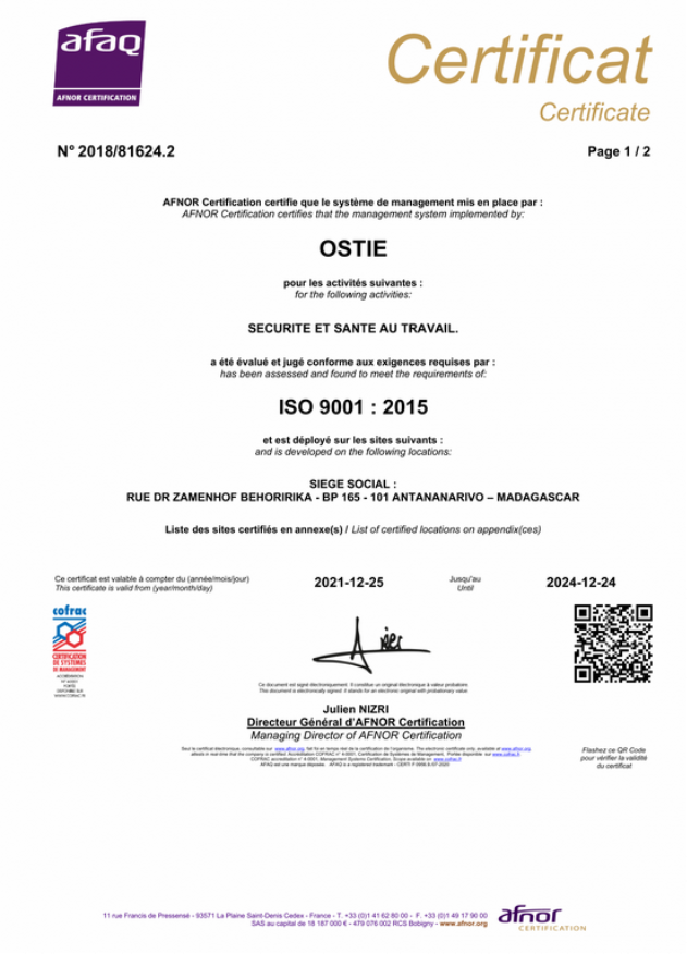 page 1 de  l'ISO 9001